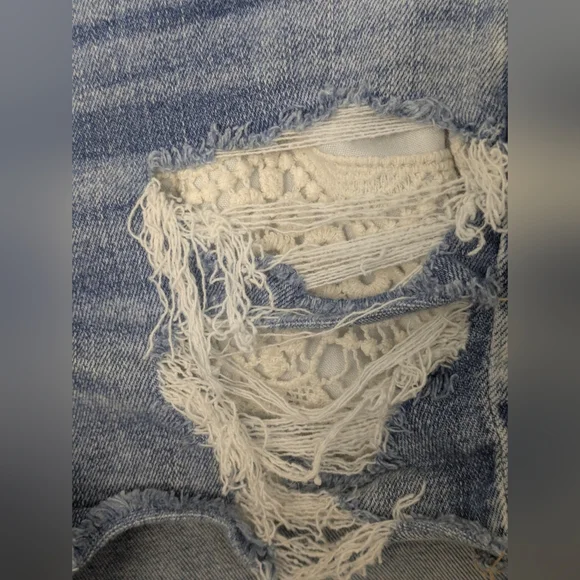 American Eagle Hi Rise Shortie Shorts 0 Distressed Next Level Stretch Women Lace - Picture 4 of 16